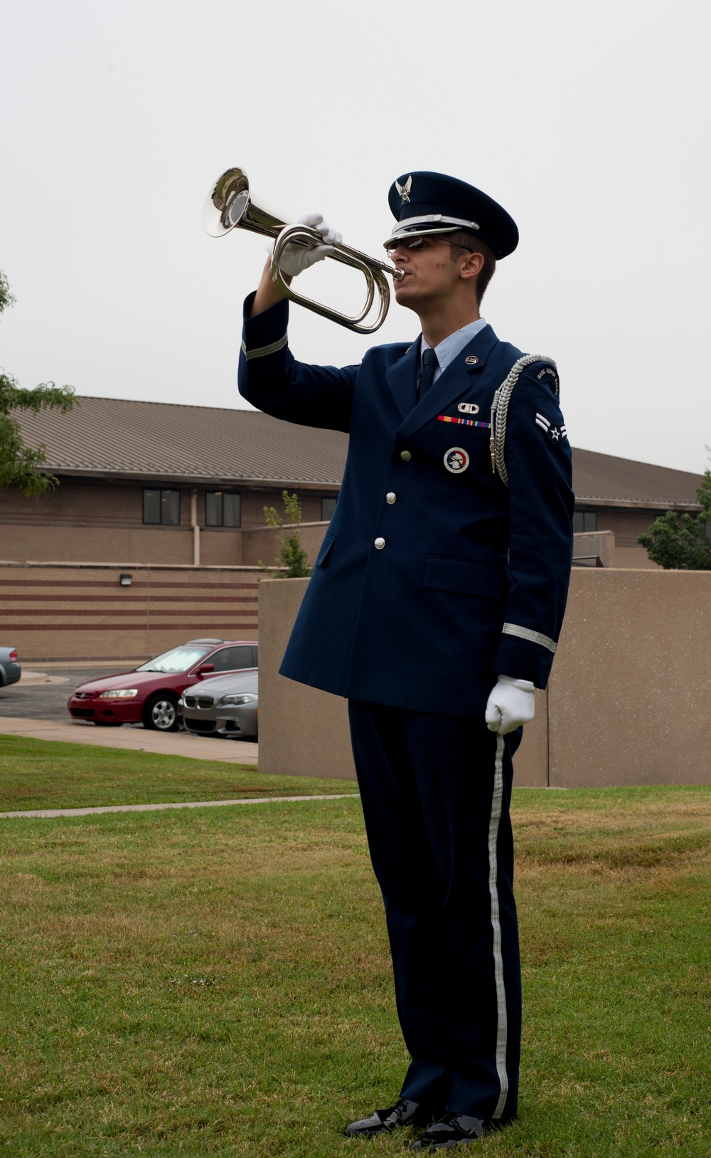 Base honor guard shows respects