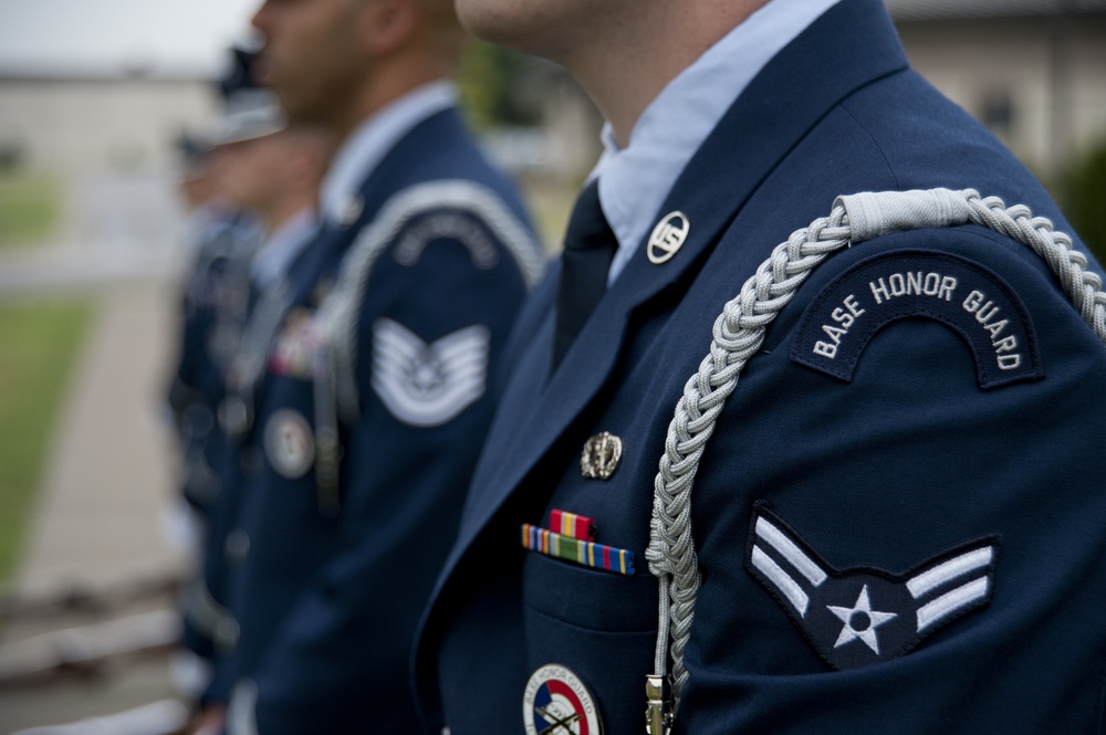 Base honor guard shows respects