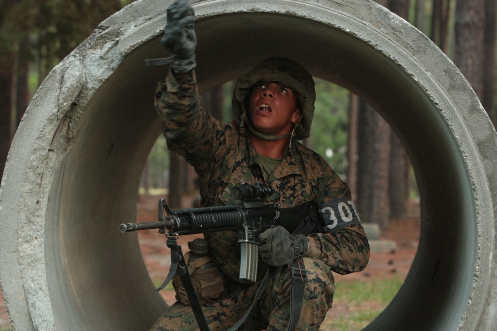 Photo Gallery: Marine recruits maneuver through combat training course on Parris Island