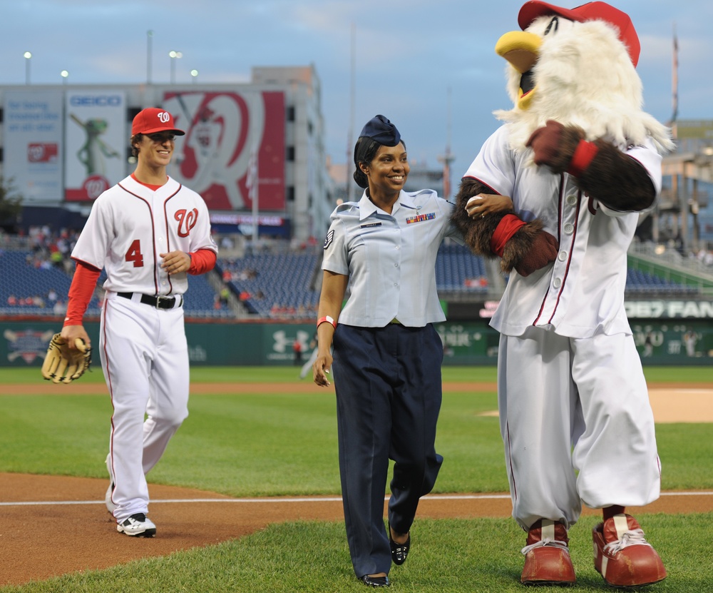 Airmen recognized during Air Force Appreciation Baseball Game