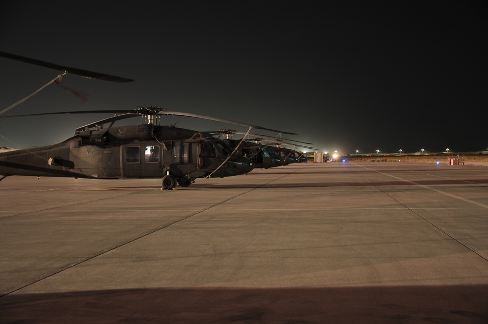 Flight line at night