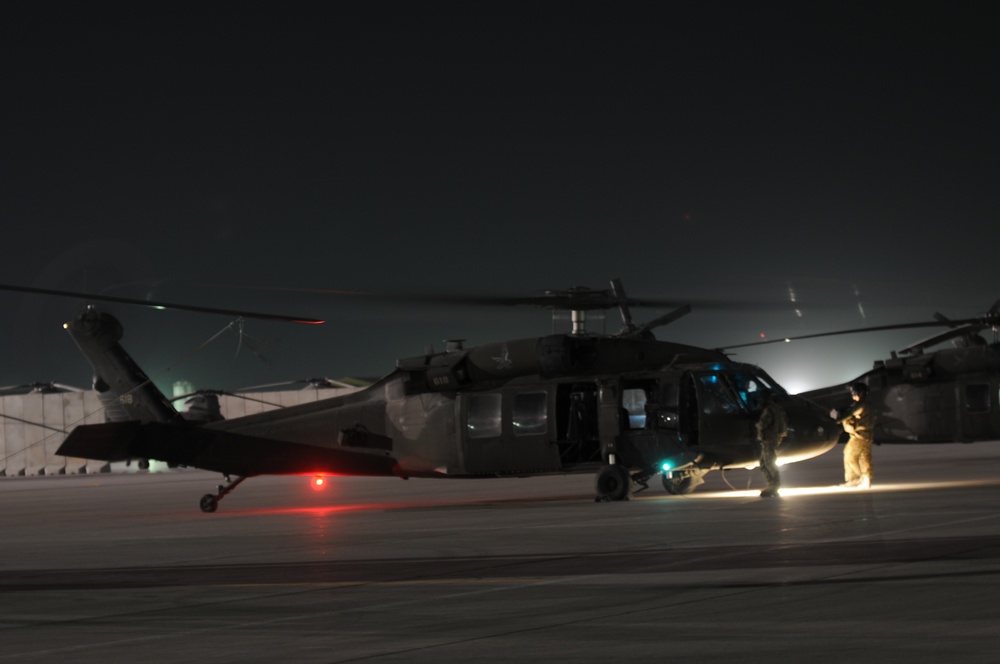 Flight line at night