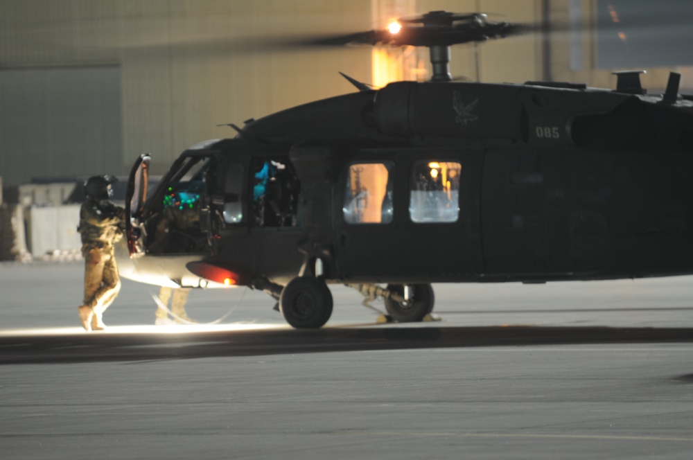 Flight line at night