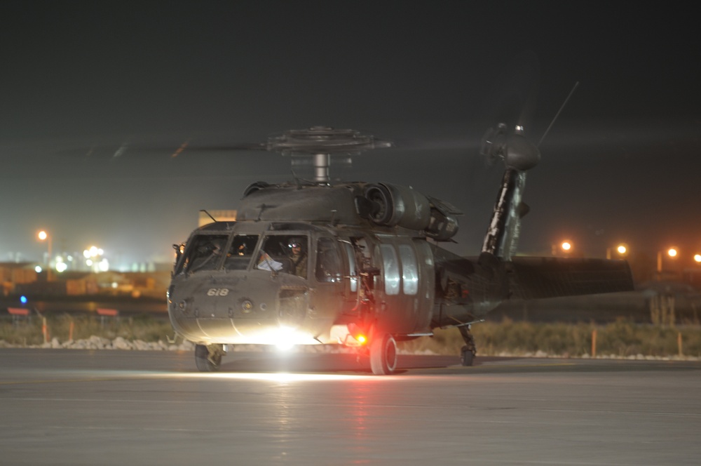 Flight line at night