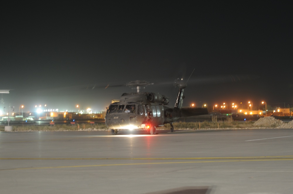 Flight line at night