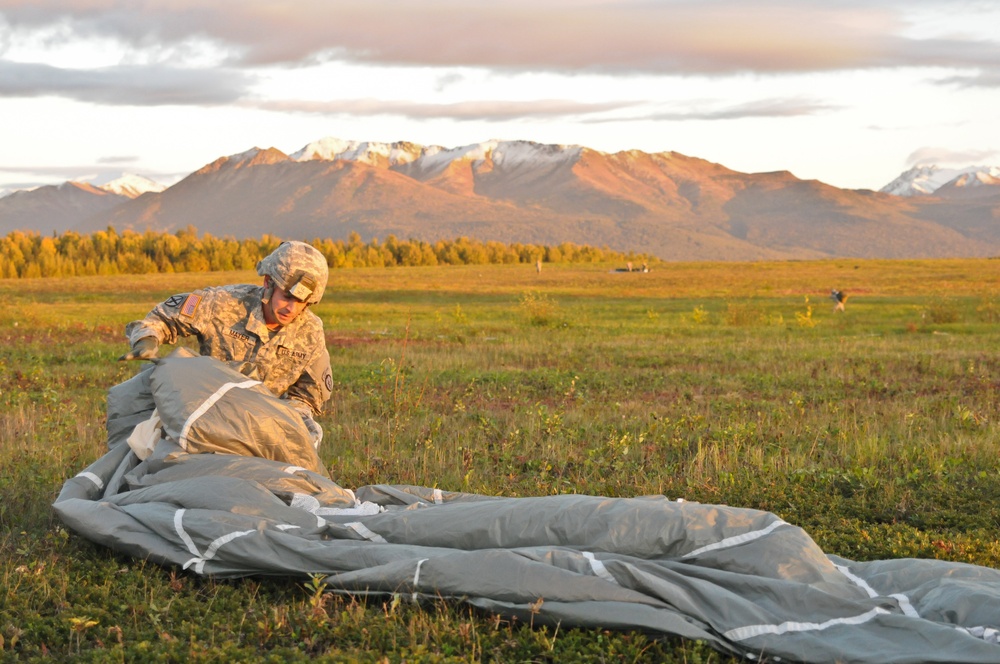 Spartan Brigade leaders jump with Army's T-11 parachute