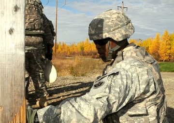 US Army Alaska Arctic Warrior Band members on target during Army marksmanship training