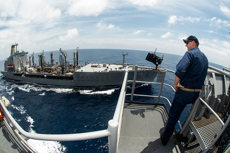 USS Harpers Ferry Replenishment at Sea
