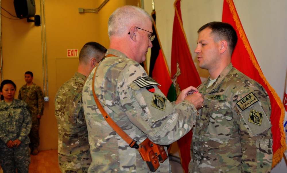 Maj. John A. Gresh receives Bronze Star Medal for his service as the Officer in Charge, Ghazni Resident Office