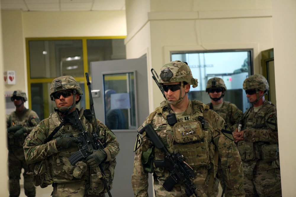 Delta Company, 1-5 Cavalry battle drills at the US Consulate Herat