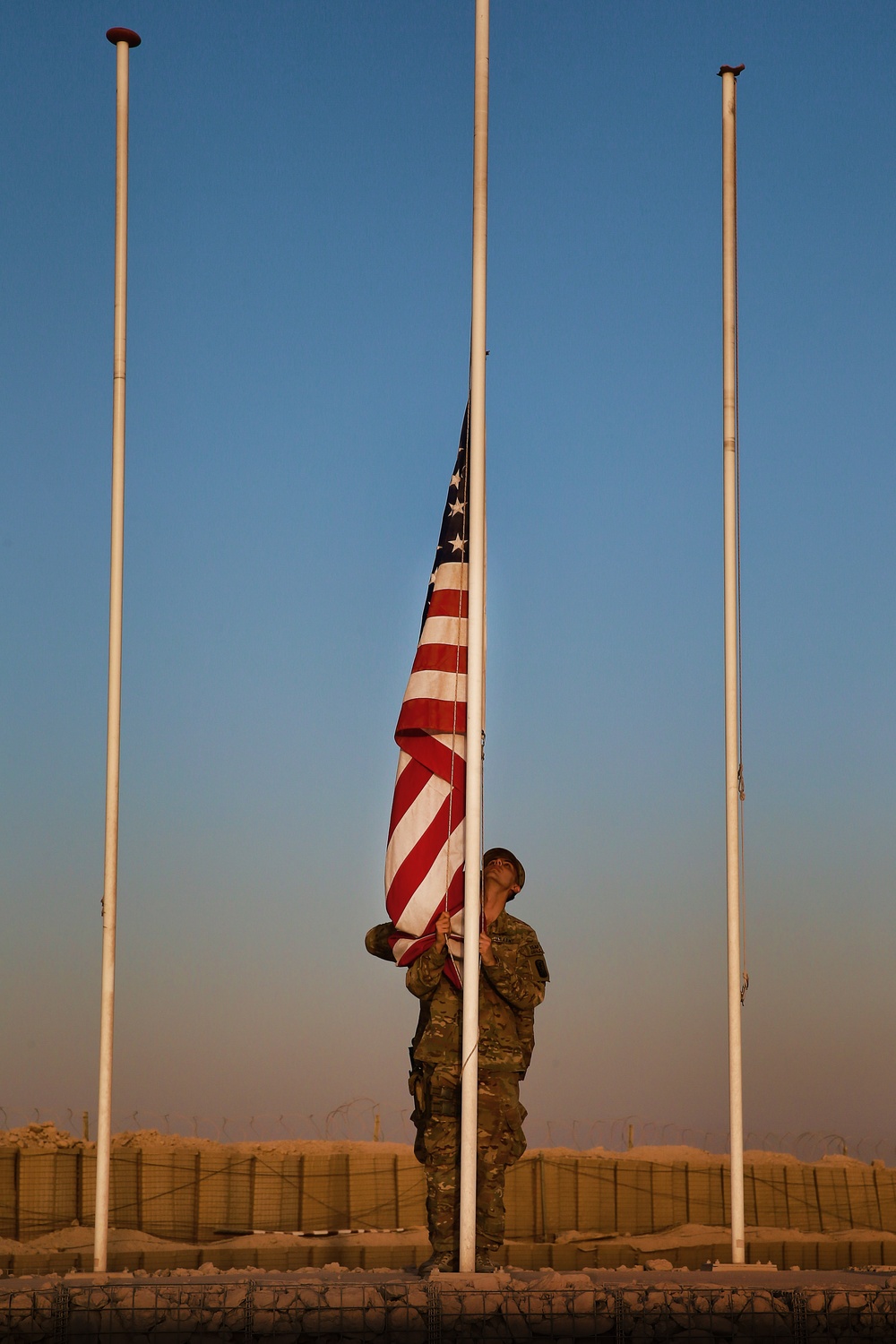 Camp Holland flag lowering ceremony