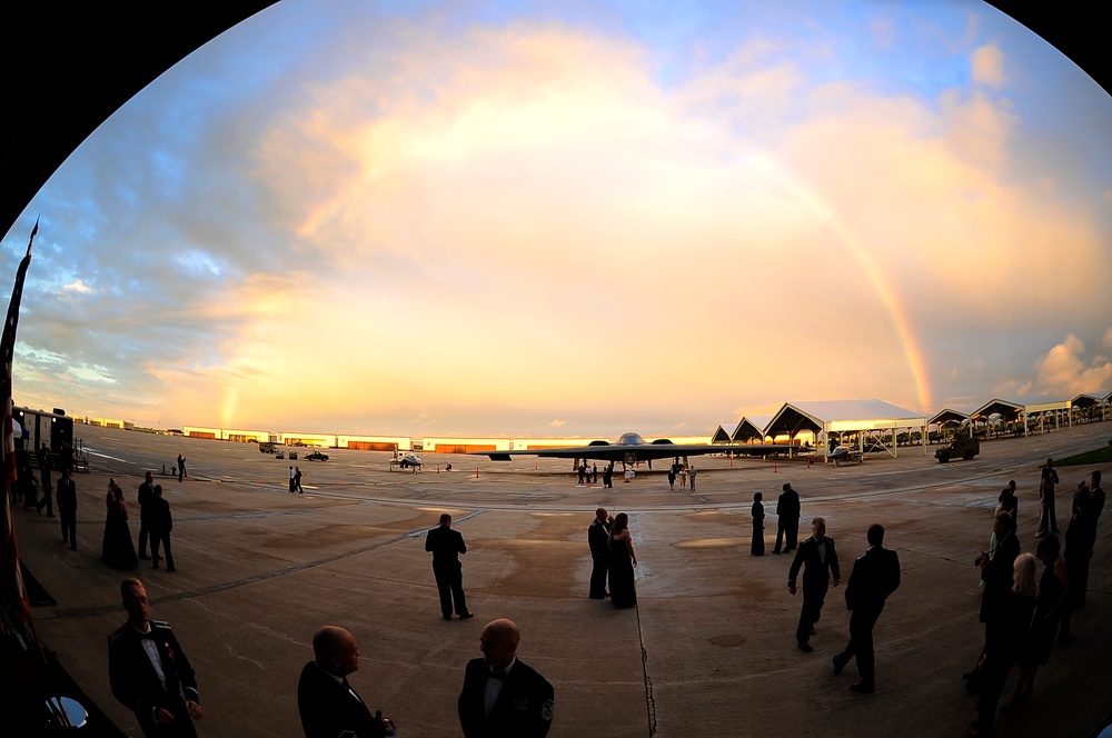 Rainbow appears during Year of the B-2 Gala