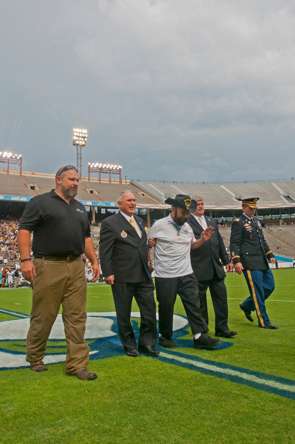 Medal of Honor recipient takes the field at Cotton Bowl Stadium