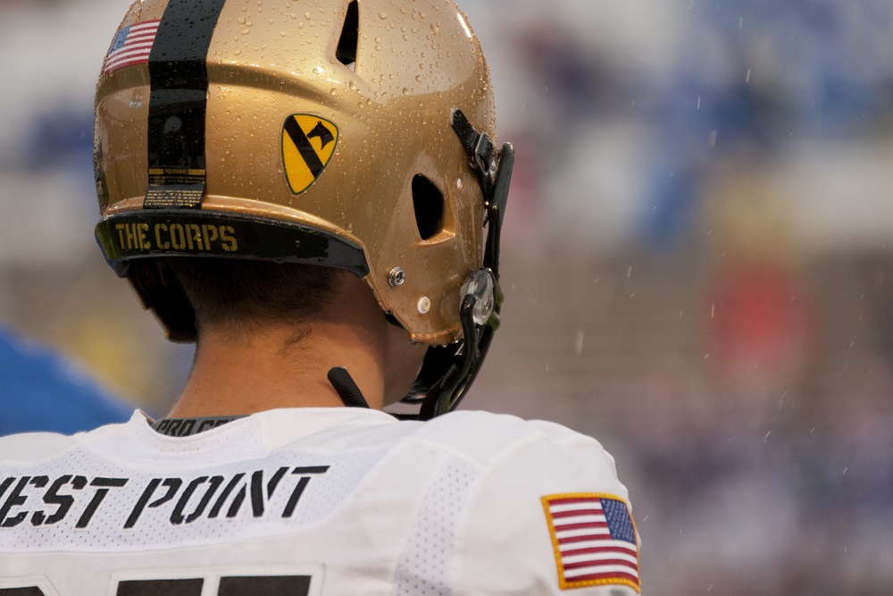 West Point Black Knights wear 1st Cavalry Division logo for game at Cotton Bowl Stadium