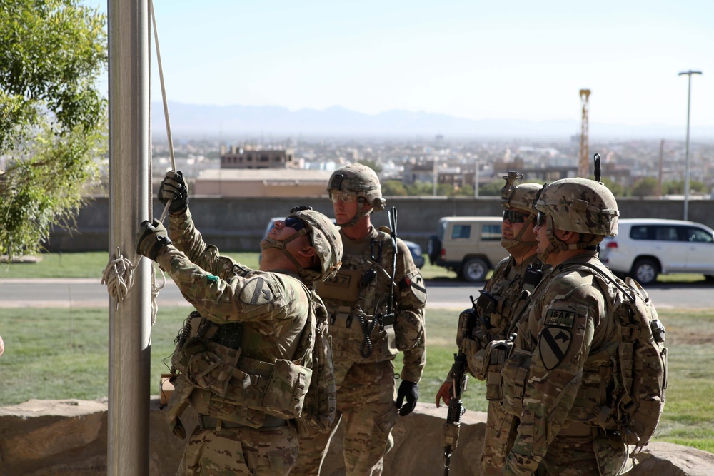 Delta Company 1-5 Cav American Flag Ceremony at U.S. Consulate Herat