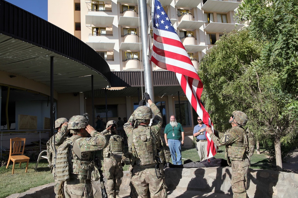 Delta Company 1-5 Cav American Flag Ceremony at U.S. Consulate Herat