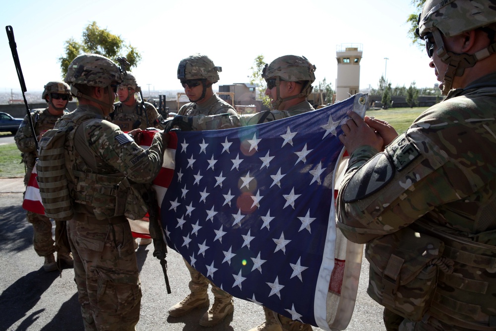 Delta Company 1-5 Cav American Flag Ceremony at U.S. Consulate Herat