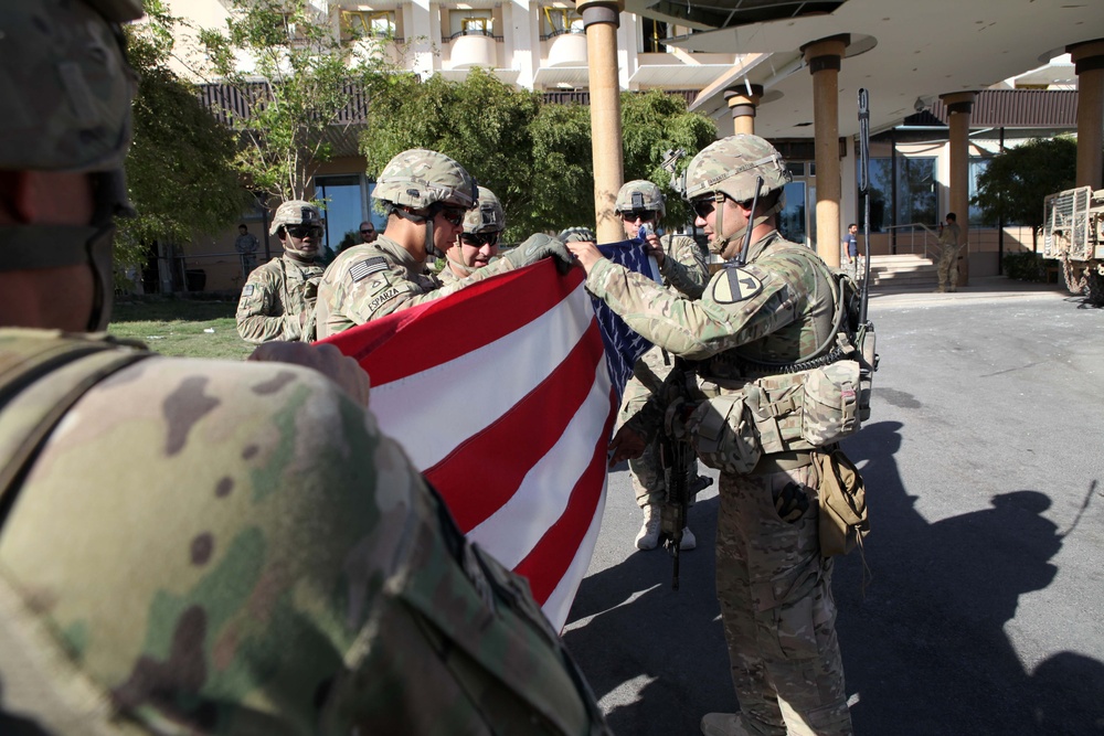 Delta Company 1-5 Cav American Flag Ceremony at U.S. Consulate Herat