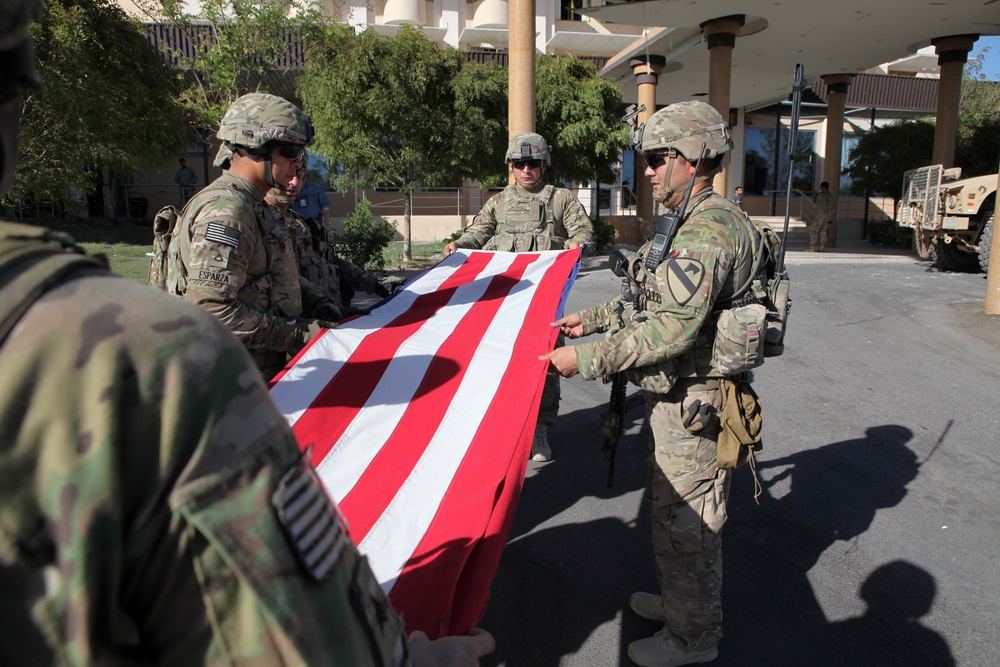 Delta Company 1-5 Cav American Flag Ceremony at U.S. Consulate Herat