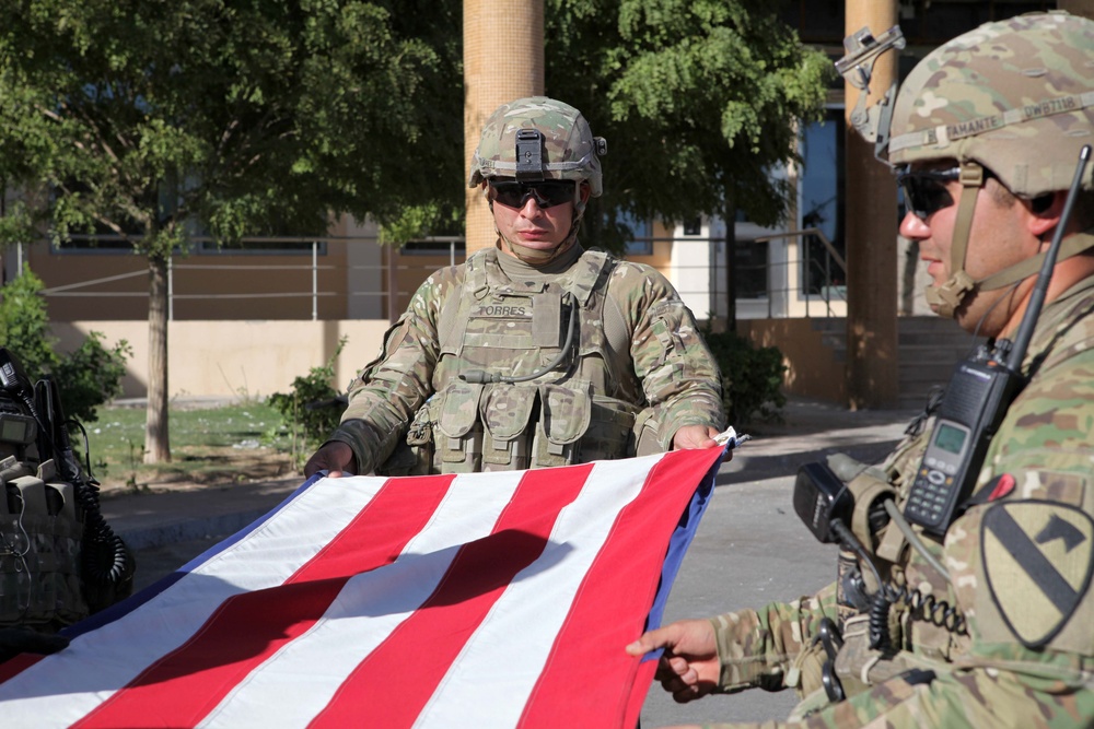 Delta Company 1-5 Cav American Flag Ceremony at U.S. Consulate Herat