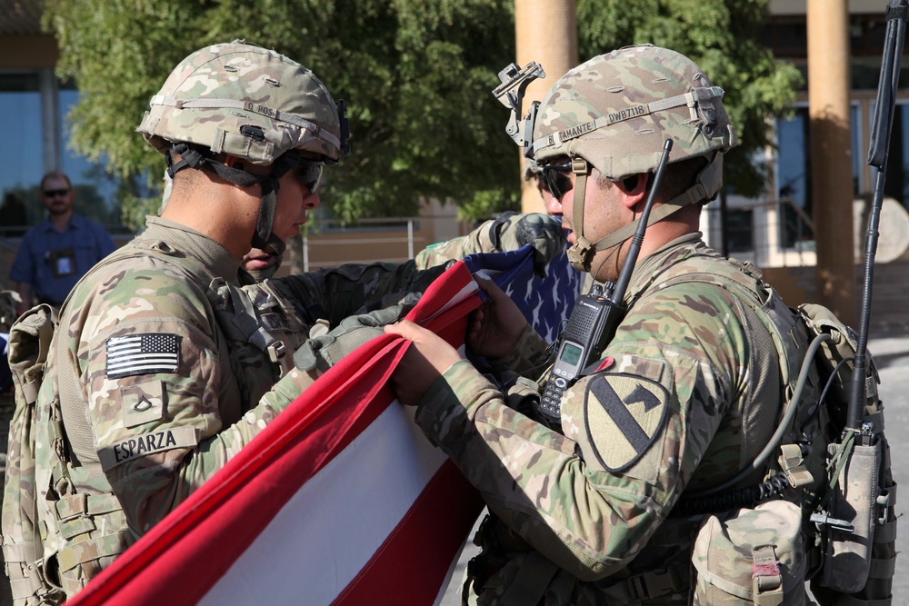 Delta Company 1-5 Cav American Flag Ceremony at U.S. Consulate Herat