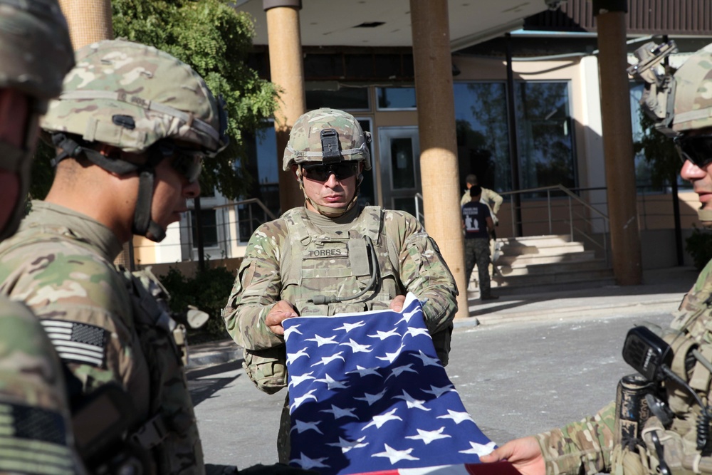 Delta Company 1-5 Cav American Flag Ceremony at U.S. Consulate Herat