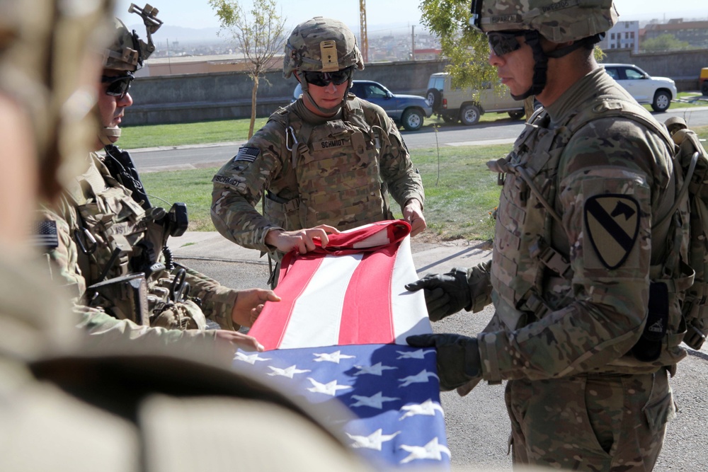 Delta Company 1-5 Cav American Flag Ceremony at U.S. Consulate Herat