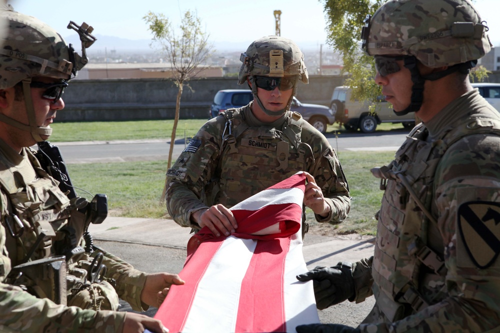 Delta Company 1-5 Cav American Flag Ceremony at U.S. Consulate Herat