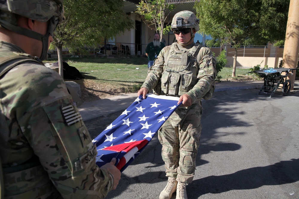 Delta Company 1-5 Cav American Flag Ceremony at U.S. Consulate Herat