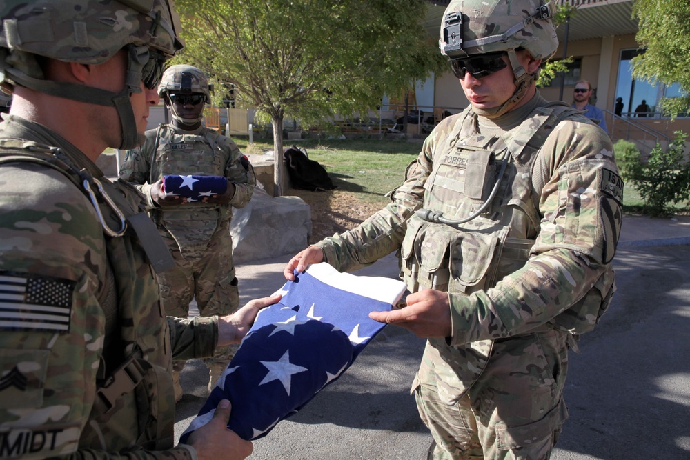 Delta Company 1-5 Cav American Flag Ceremony at U.S. Consulate Herat