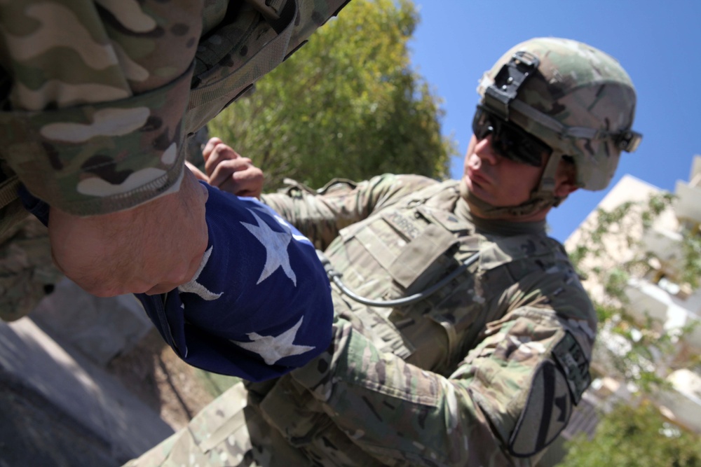 Delta Company 1-5 Cav American Flag Ceremony at U.S. Consulate Herat