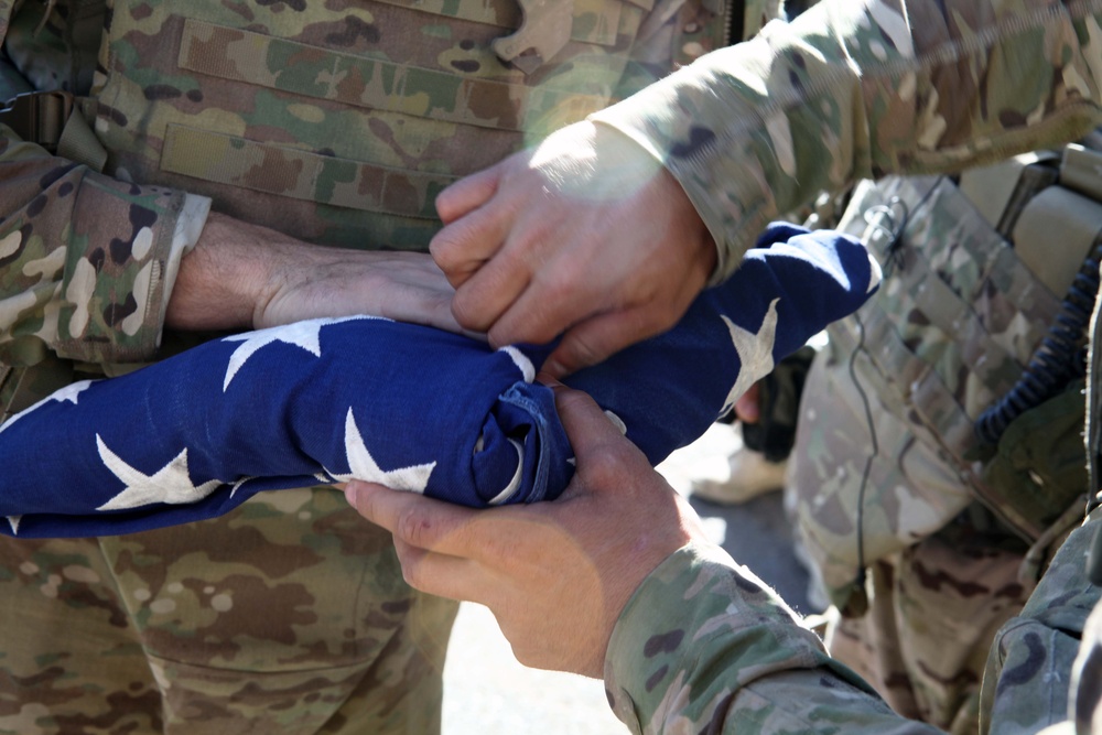 Delta Company 1-5 Cav American Flag Ceremony at U.S. Consulate Herat