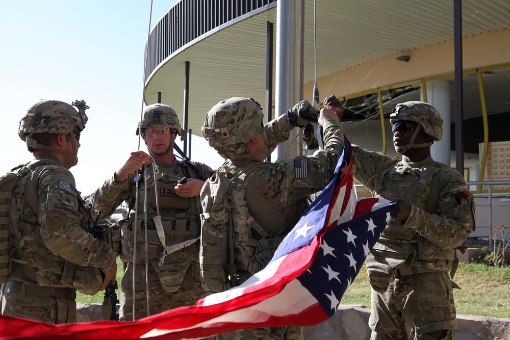 Delta Company 1-5 Cav American Flag Ceremony at U.S. Consulate Herat