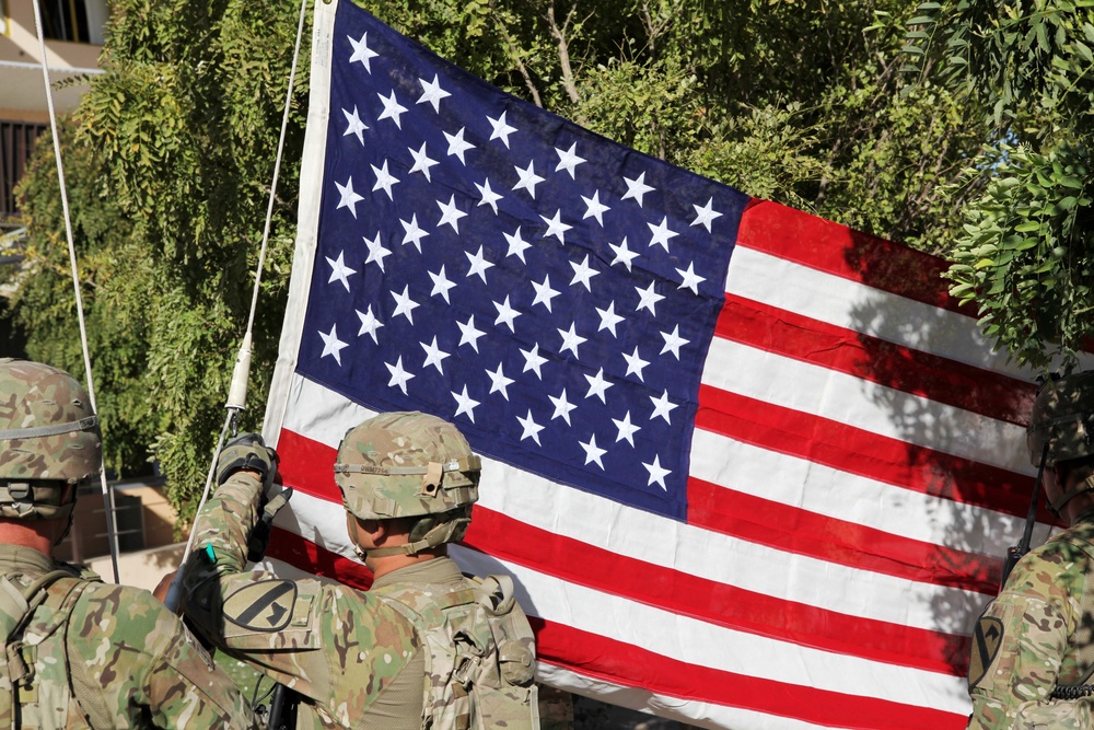 Delta Company 1-5 Cav American Flag Ceremony at U.S. Consulate Herat