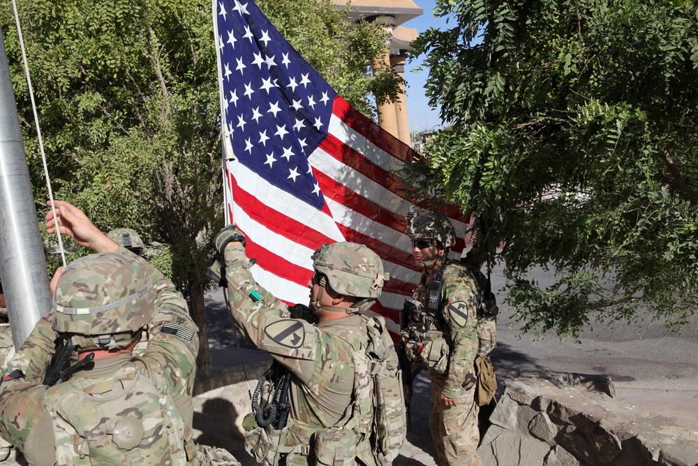 Delta Company 1-5 Cav American Flag Ceremony at U.S. Consulate Herat