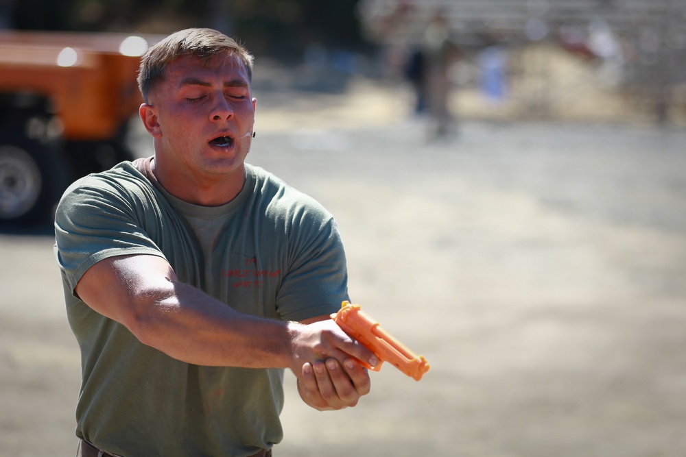 Red in the face: Marines endure pepper spray training