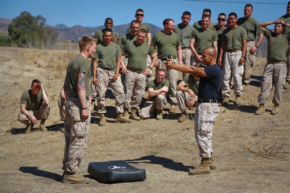 Red in the face: Marines endure pepper spray training