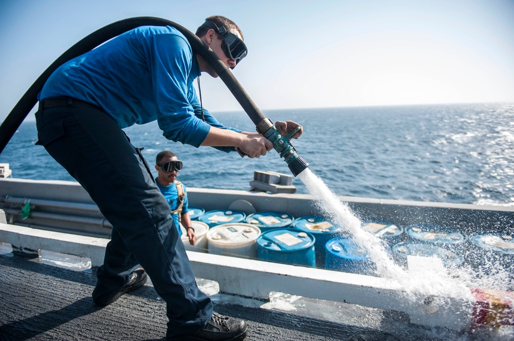 Washing the flight deck
