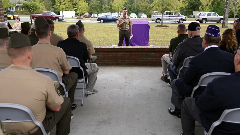 Purple Heart Memorial Unveiled At Wounded Warrior Battalion-East Barracks