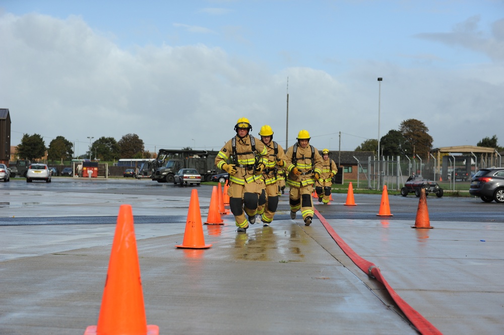 Team Mildenhall members compete in fire muster