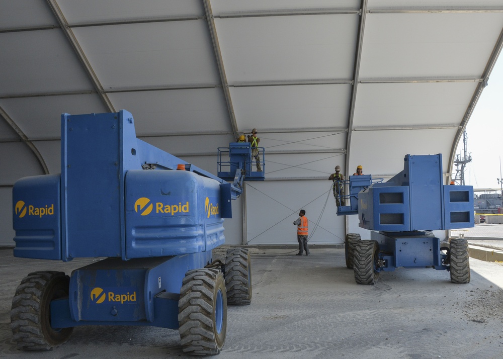 Tension fabric structure construction project