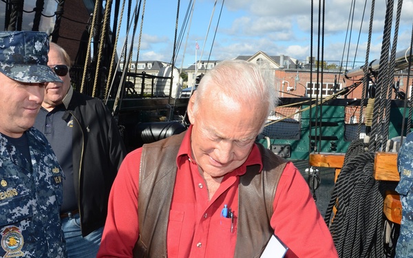Buzz Aldrin tours USS Constitution