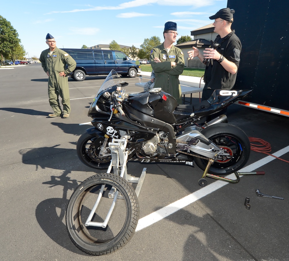 Army of Darkness motorcycle racing team visits Dover AFB, Del.