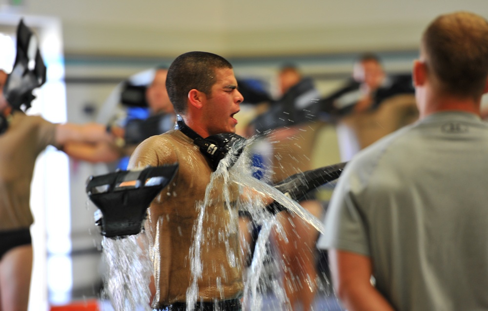 Candidates perform combat water fitness