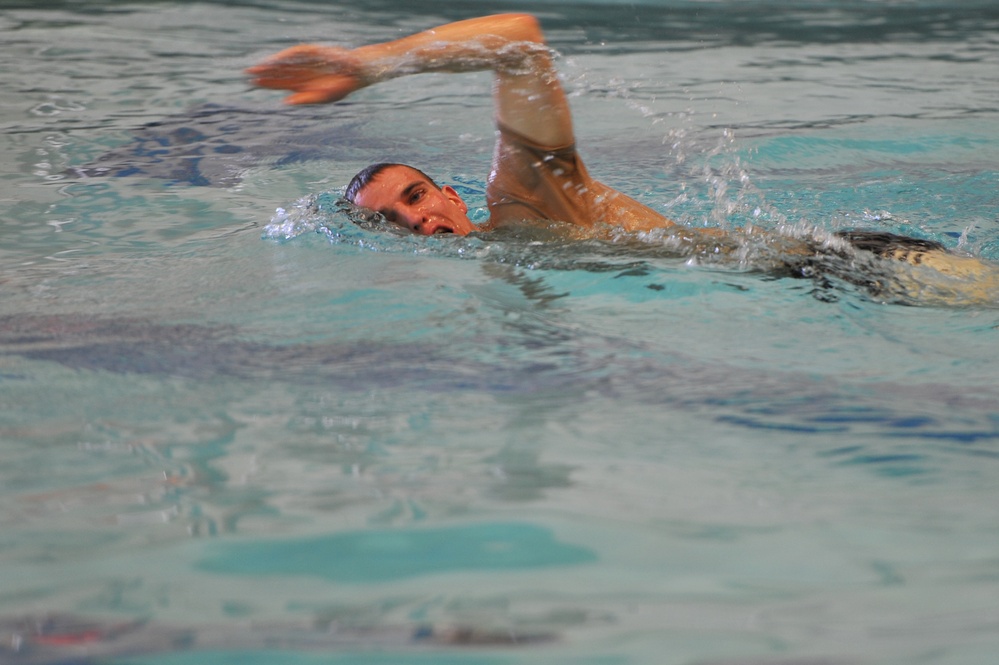 Candidates perform combat water fitness