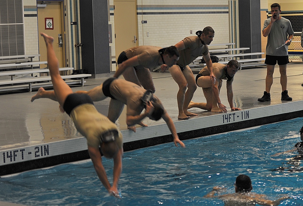 Candidates perform combat water fitness