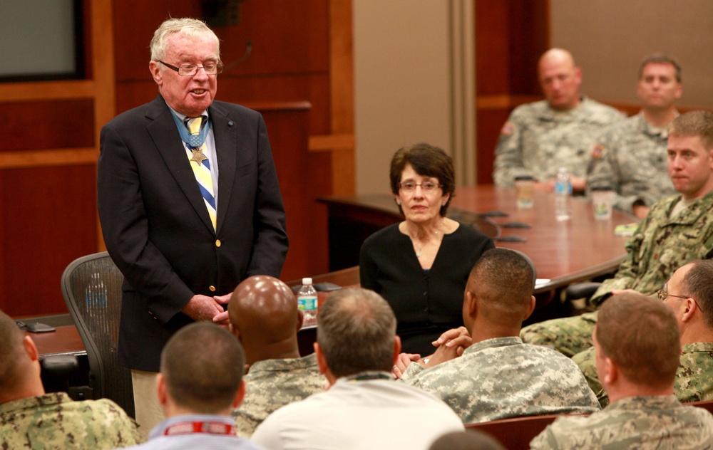 Vietnam Medal of Honor Recipient visits USCENTCOM, speaks to troops.