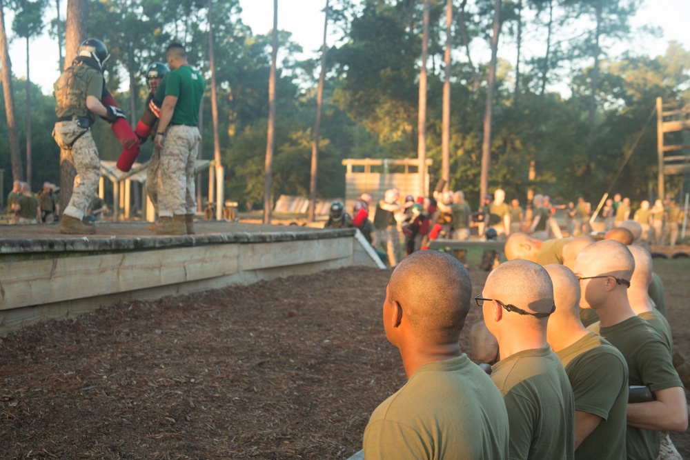 Marine recruits stick with bayonet training on Parris Island