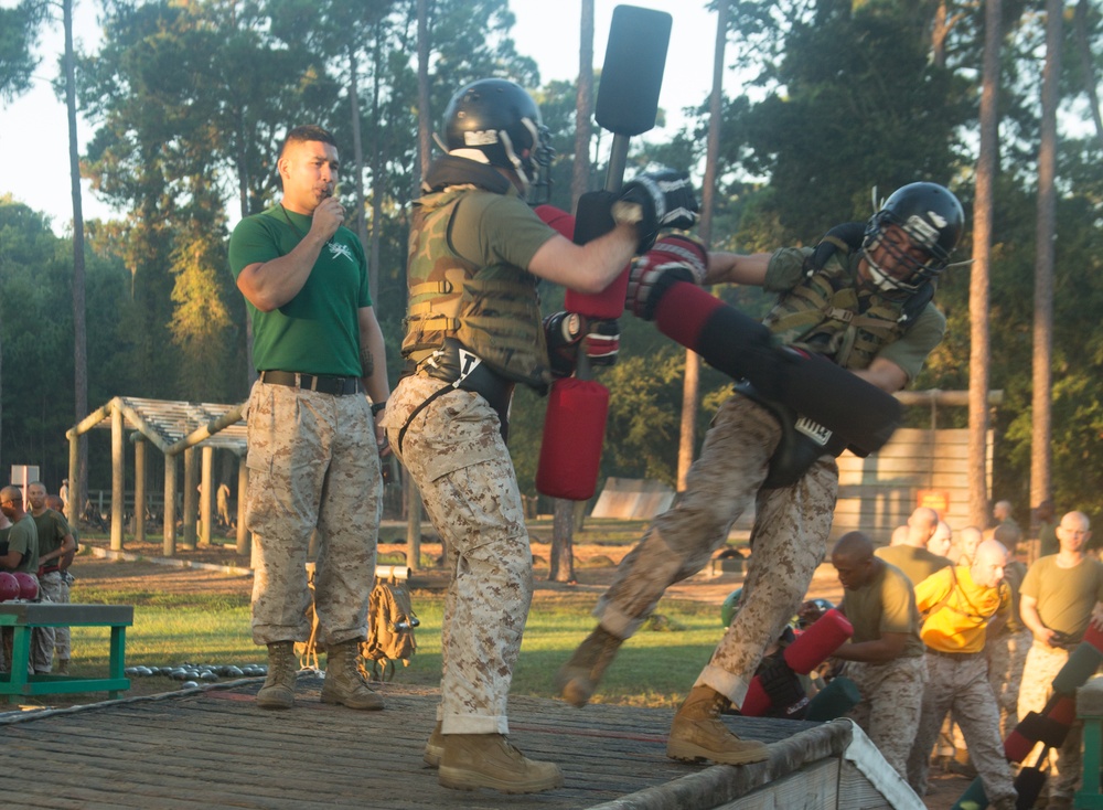 Marine recruits stick with bayonet training on Parris Island