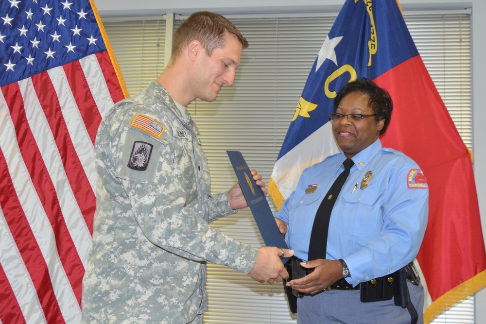 449th TAB soldier honored by Raleigh Police Department